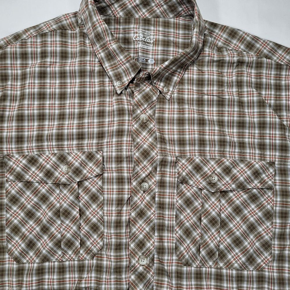 Cabela's Men's XL Reg Wick Advance‎ Brown Plaid Short Sleeve Button Up Shirt